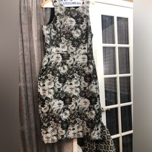 Banana Republic Grey Black combo Rose Midi Dress